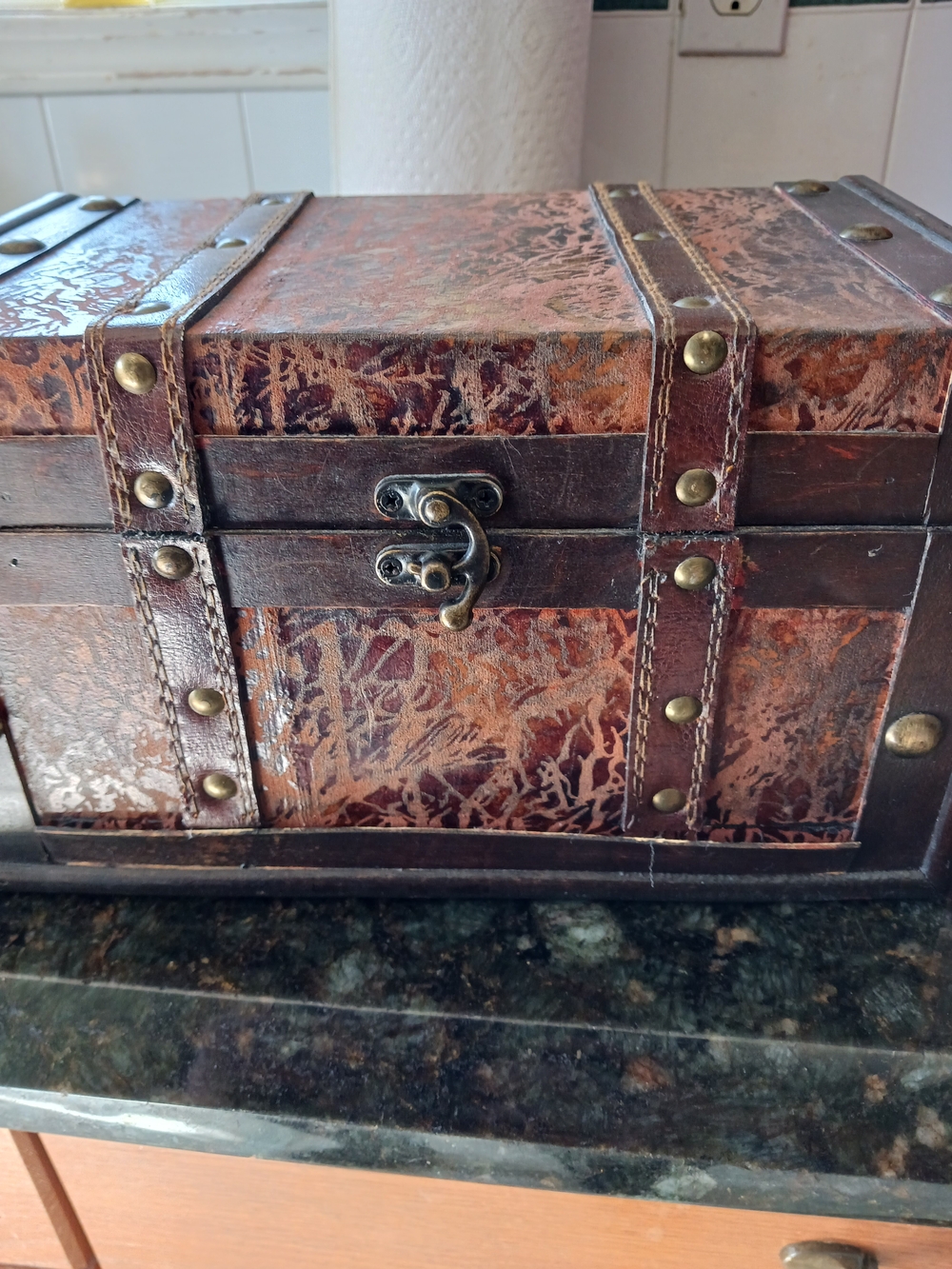Vintage-Style Brown Decorative Storage Chest - Home Accents Decor